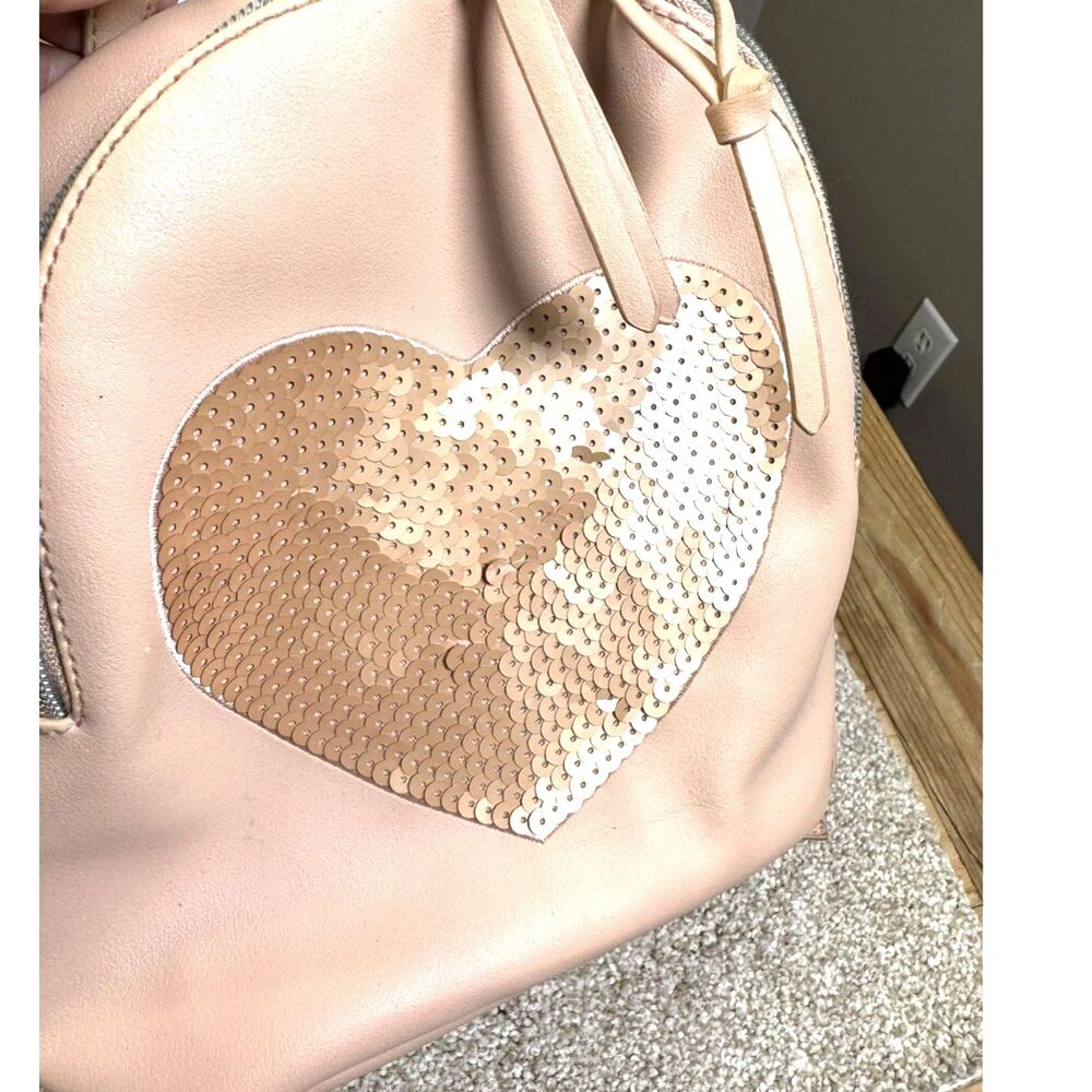 Pink Sequin Heart Mini Backpack Girls Purse Toddler Bag Adjustable Straps
